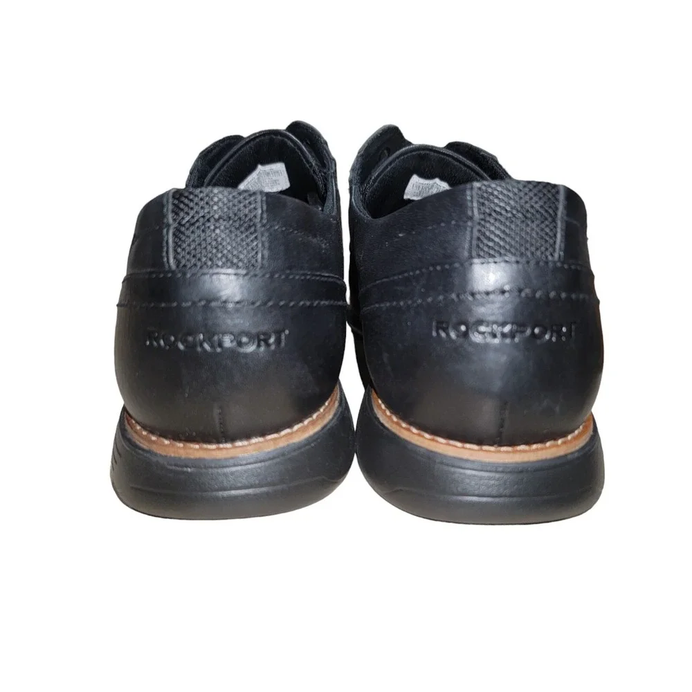 Rockport Total Motion Mens Black Leather Plain Toe Derby Dress Shoes‎ Size 11 M